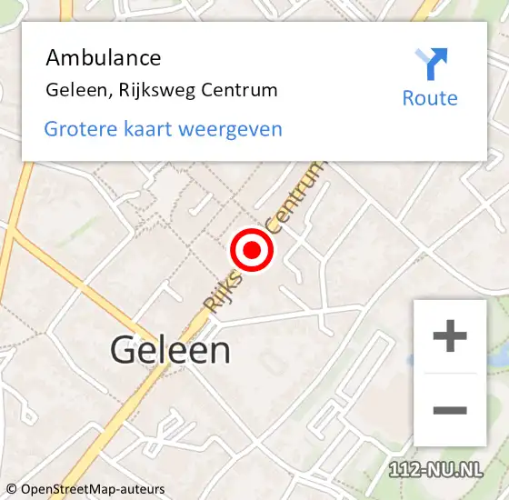 Locatie op kaart van de 112 melding: Ambulance Geleen, Rijksweg Centrum op 21 januari 2020 08:09