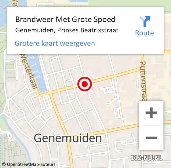 Locatie op kaart van de 112 melding: Brandweer Met Grote Spoed Naar Genemuiden, Prinses Beatrixstraat op 26 april 2014 05:15