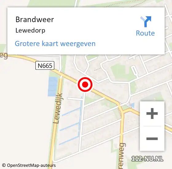 Locatie op kaart van de 112 melding: Brandweer Lewedorp op 26 april 2014 05:17