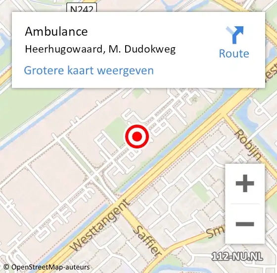 Locatie op kaart van de 112 melding: Ambulance Heerhugowaard, M. Dudokweg op 21 januari 2020 08:58