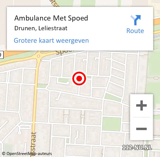 Locatie op kaart van de 112 melding: Ambulance Met Spoed Naar Drunen, Leliestraat op 21 januari 2020 10:14