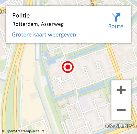 Locatie op kaart van de 112 melding: Politie Rotterdam, Asserweg op 21 januari 2020 10:37