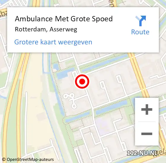 Locatie op kaart van de 112 melding: Ambulance Met Grote Spoed Naar Rotterdam, Asserweg op 21 januari 2020 10:41
