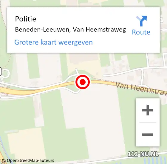 Locatie op kaart van de 112 melding: Politie Beneden-Leeuwen, Van Heemstraweg op 21 januari 2020 11:11