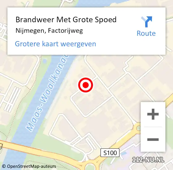 Locatie op kaart van de 112 melding: Brandweer Met Grote Spoed Naar Nijmegen, Factorijweg op 21 januari 2020 11:22