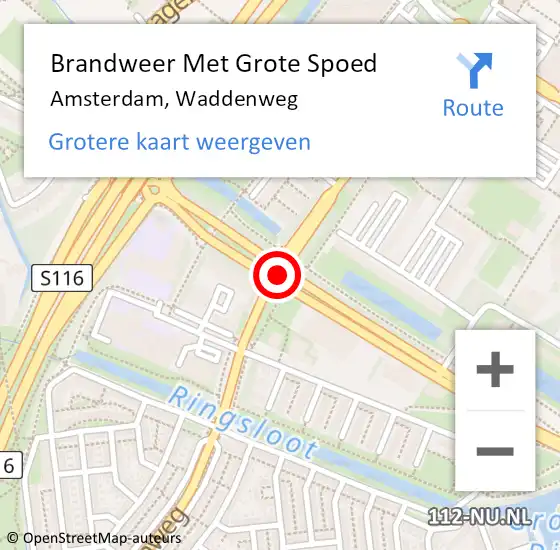 Locatie op kaart van de 112 melding: Brandweer Met Grote Spoed Naar Amsterdam, Waddenweg op 21 januari 2020 11:35