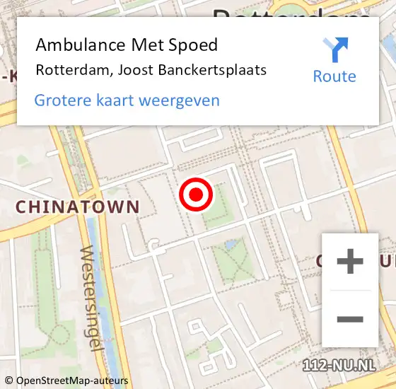 Locatie op kaart van de 112 melding: Ambulance Met Spoed Naar Rotterdam, Joost Banckertsplaats op 21 januari 2020 11:40