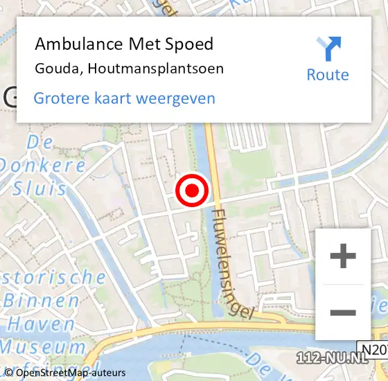 Locatie op kaart van de 112 melding: Ambulance Met Spoed Naar Gouda, Houtmansplantsoen op 21 januari 2020 11:41