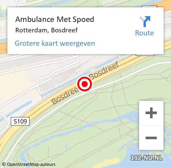 Locatie op kaart van de 112 melding: Ambulance Met Spoed Naar Rotterdam, Bosdreef op 21 januari 2020 11:43