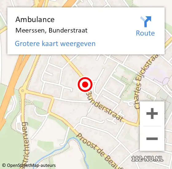 Locatie op kaart van de 112 melding: Ambulance Meerssen, Bunderstraat op 21 januari 2020 11:59