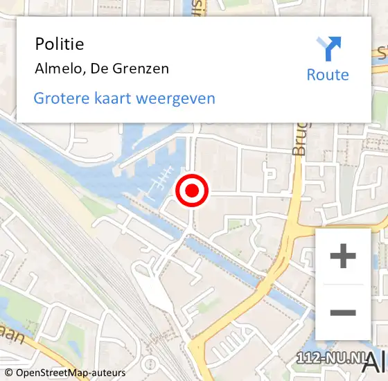 Locatie op kaart van de 112 melding: Politie Almelo, De Grenzen op 21 januari 2020 12:03