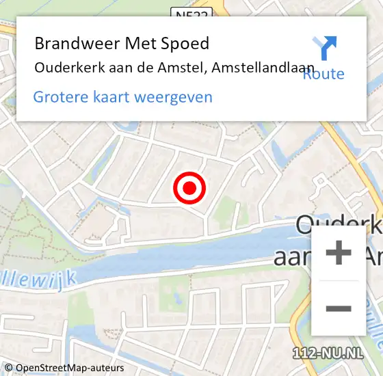 Locatie op kaart van de 112 melding: Brandweer Met Spoed Naar Ouderkerk aan de Amstel, Amstellandlaan op 21 januari 2020 12:20