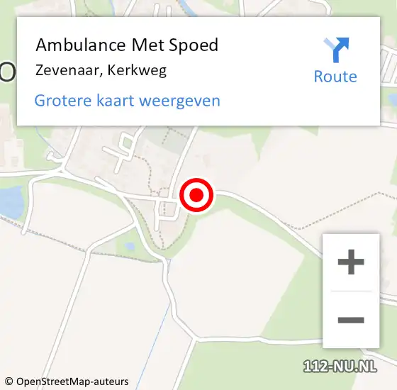 Locatie op kaart van de 112 melding: Ambulance Met Spoed Naar Zevenaar, Kerkweg op 21 januari 2020 13:07