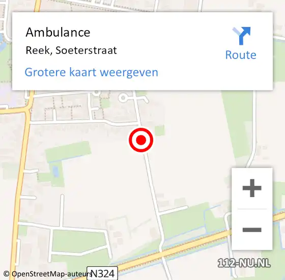 Locatie op kaart van de 112 melding: Ambulance Reek, Soeterstraat op 21 januari 2020 13:20