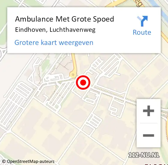 Locatie op kaart van de 112 melding: Ambulance Met Grote Spoed Naar Eindhoven, Luchthavenweg op 21 januari 2020 13:25