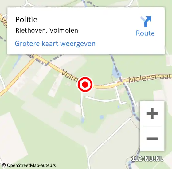 Locatie op kaart van de 112 melding: Politie Riethoven, Volmolen op 21 januari 2020 13:44