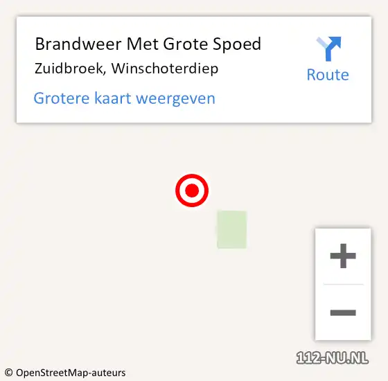 Locatie op kaart van de 112 melding: Brandweer Met Grote Spoed Naar Zuidbroek, Winschoterdiep op 21 januari 2020 14:02