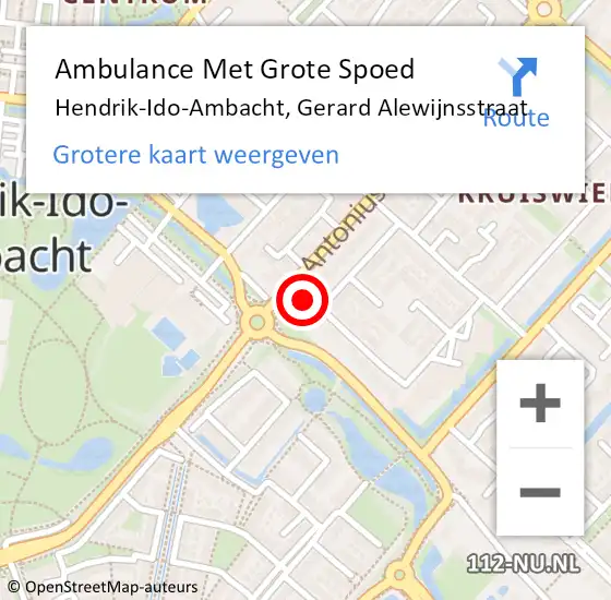 Locatie op kaart van de 112 melding: Ambulance Met Grote Spoed Naar Hendrik-Ido-Ambacht, Gerard Alewijnsstraat op 21 januari 2020 14:48