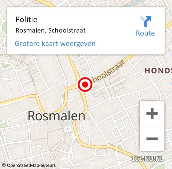 Locatie op kaart van de 112 melding: Politie Rosmalen, Schoolstraat op 21 januari 2020 15:32