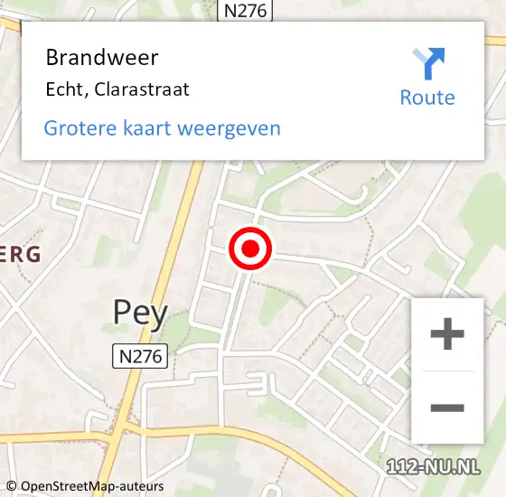 Locatie op kaart van de 112 melding: Brandweer Echt, Clarastraat op 21 januari 2020 15:34