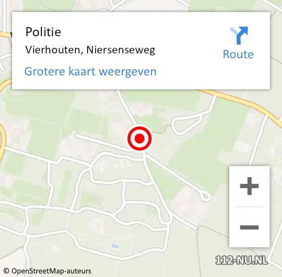 Locatie op kaart van de 112 melding: Politie Vierhouten, Niersenseweg op 21 januari 2020 16:02