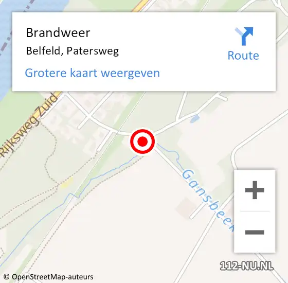 Locatie op kaart van de 112 melding: Brandweer Belfeld, Patersweg op 21 januari 2020 16:49