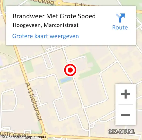Locatie op kaart van de 112 melding: Brandweer Met Grote Spoed Naar Hoogeveen, Marconistraat op 21 januari 2020 17:22
