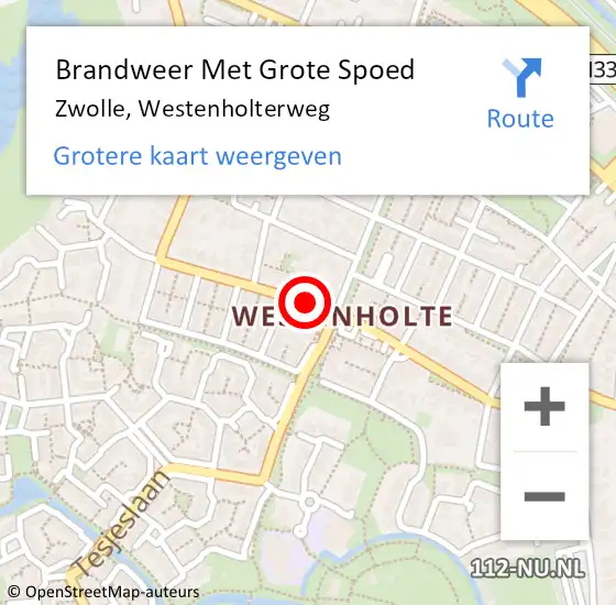 Locatie op kaart van de 112 melding: Brandweer Met Grote Spoed Naar Zwolle, Westenholterweg op 21 januari 2020 18:24