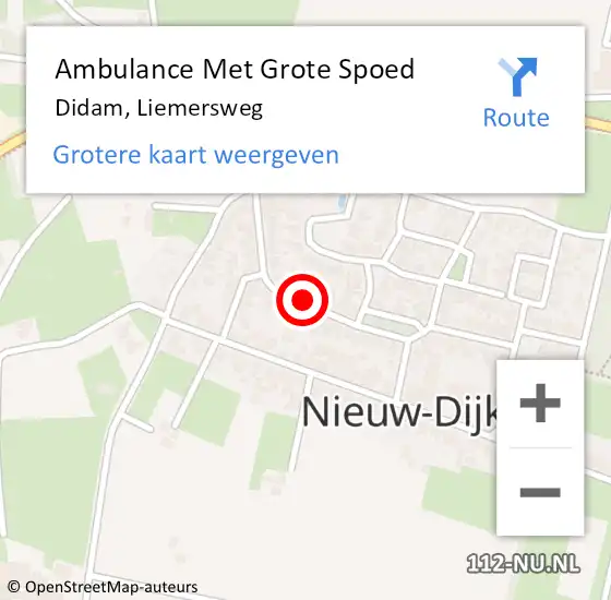 Locatie op kaart van de 112 melding: Ambulance Met Grote Spoed Naar Didam, Liemersweg op 21 januari 2020 18:43