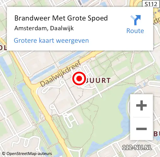 Locatie op kaart van de 112 melding: Brandweer Met Grote Spoed Naar Amsterdam, Daalwijk op 21 januari 2020 18:53