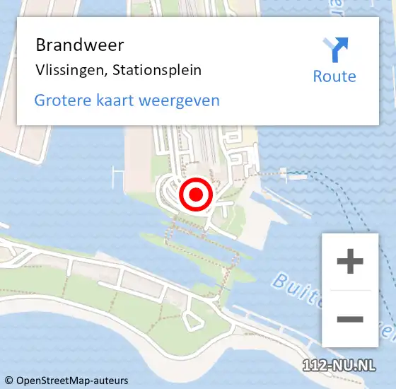 Locatie op kaart van de 112 melding: Brandweer Vlissingen, Stationsplein op 21 januari 2020 19:51