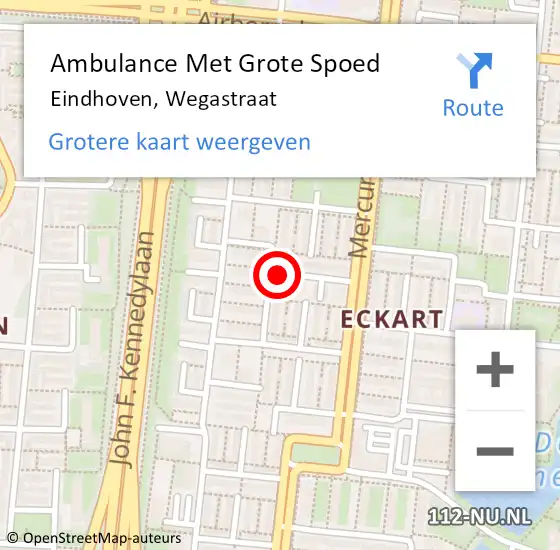Locatie op kaart van de 112 melding: Ambulance Met Grote Spoed Naar Eindhoven, Wegastraat op 21 januari 2020 21:34