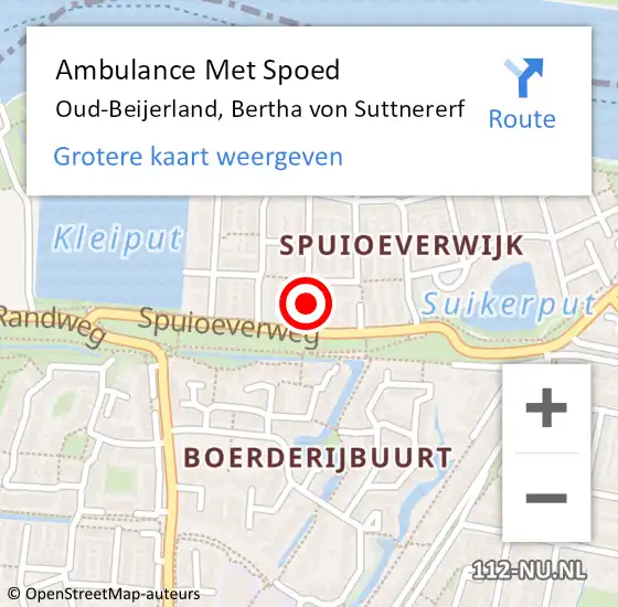 Locatie op kaart van de 112 melding: Ambulance Met Spoed Naar Oud-Beijerland, Bertha von Suttnererf op 21 januari 2020 21:40