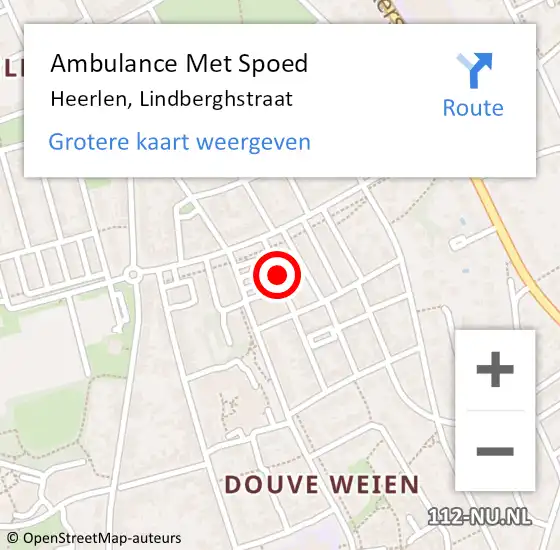 Locatie op kaart van de 112 melding: Ambulance Met Spoed Naar Heerlen, Lindberghstraat op 21 januari 2020 21:44