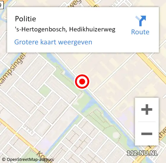 Locatie op kaart van de 112 melding: Politie 's-Hertogenbosch, Hedikhuizerweg op 21 januari 2020 22:19