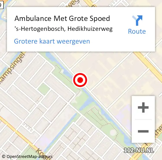 Locatie op kaart van de 112 melding: Ambulance Met Grote Spoed Naar 's-Hertogenbosch, Hedikhuizerweg op 21 januari 2020 22:20