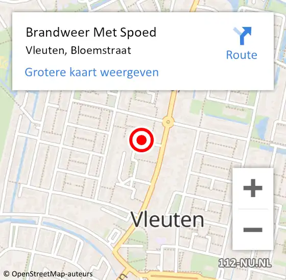 Locatie op kaart van de 112 melding: Brandweer Met Spoed Naar Vleuten, Bloemstraat op 21 januari 2020 22:40