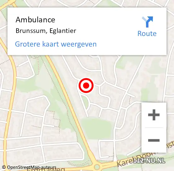 Locatie op kaart van de 112 melding: Ambulance Brunssum, Eglantier op 26 april 2014 08:28