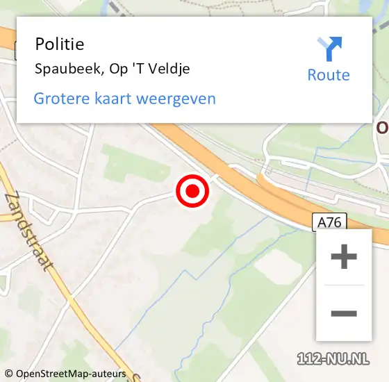 Locatie op kaart van de 112 melding: Politie Spaubeek, Op 'T Veldje op 21 januari 2020 23:32