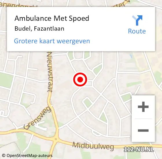 Locatie op kaart van de 112 melding: Ambulance Met Spoed Naar Budel, Fazantlaan op 22 januari 2020 02:35