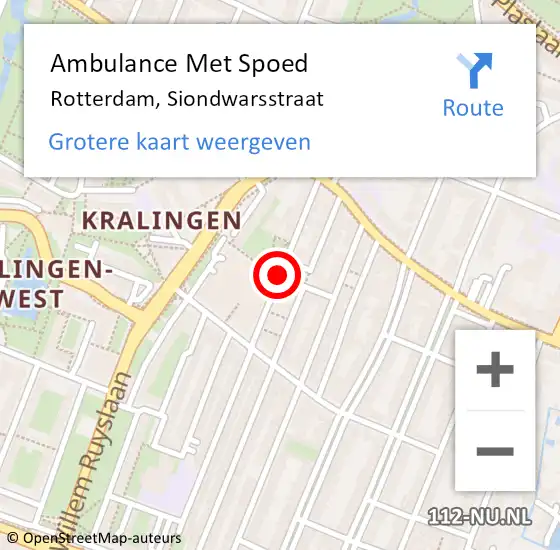 Locatie op kaart van de 112 melding: Ambulance Met Spoed Naar Rotterdam, Siondwarsstraat op 22 januari 2020 03:52