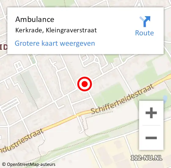 Locatie op kaart van de 112 melding: Ambulance Kerkrade, Kleingraverstraat op 22 januari 2020 05:28