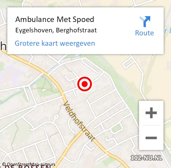 Locatie op kaart van de 112 melding: Ambulance Met Spoed Naar Eygelshoven, Berghofstraat op 22 januari 2020 06:44