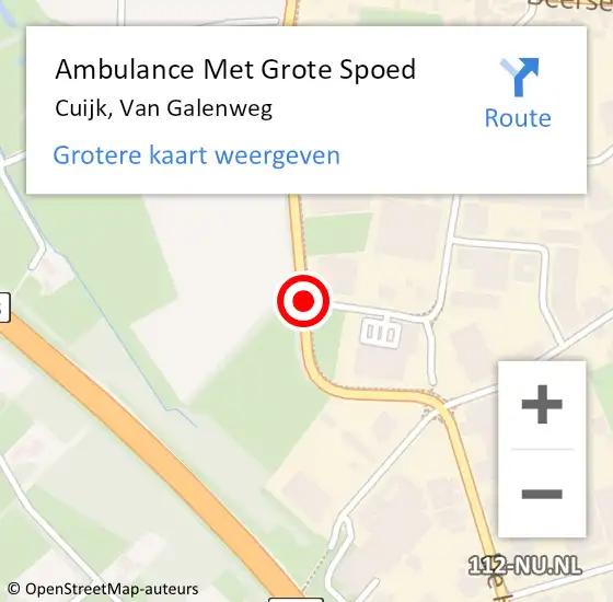 Locatie op kaart van de 112 melding: Ambulance Met Grote Spoed Naar Cuijk, Van Galenweg op 22 januari 2020 07:28