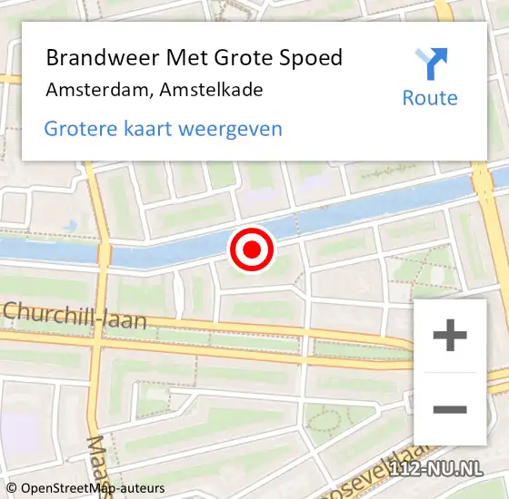 Locatie op kaart van de 112 melding: Brandweer Met Grote Spoed Naar Amsterdam, Amstelkade op 22 januari 2020 07:30