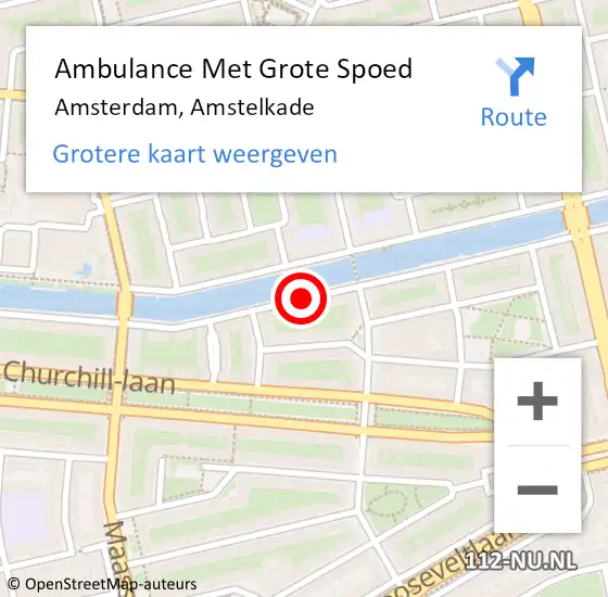 Locatie op kaart van de 112 melding: Ambulance Met Grote Spoed Naar Amsterdam, Amstelkade op 22 januari 2020 07:32