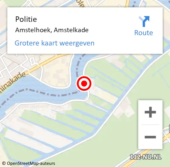 Locatie op kaart van de 112 melding: Politie Amstelhoek, Amstelkade op 22 januari 2020 07:33