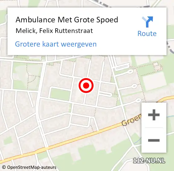 Locatie op kaart van de 112 melding: Ambulance Met Grote Spoed Naar Melick, Felix Ruttenstraat op 22 januari 2020 08:06