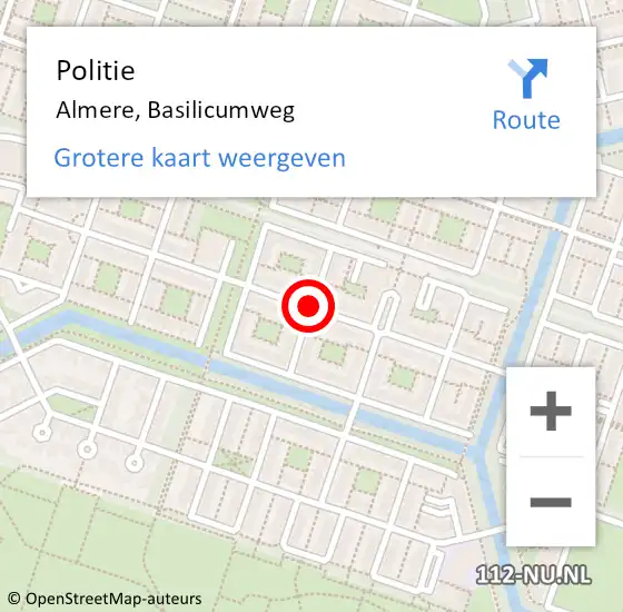 Locatie op kaart van de 112 melding: Politie Almere, Basilicumweg op 22 januari 2020 08:33