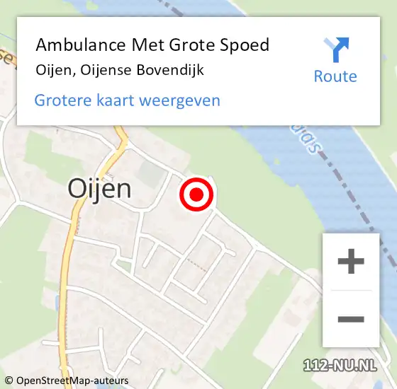 Locatie op kaart van de 112 melding: Ambulance Met Grote Spoed Naar Oijen, Oijense Bovendijk op 30 september 2013 07:26